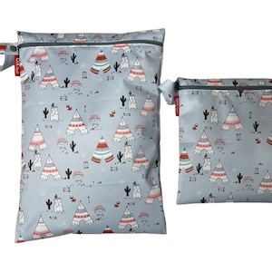 Wetbag "Tipi" personalisierte Nasstasche Badetasche Indianer Zelt grau by OXmade