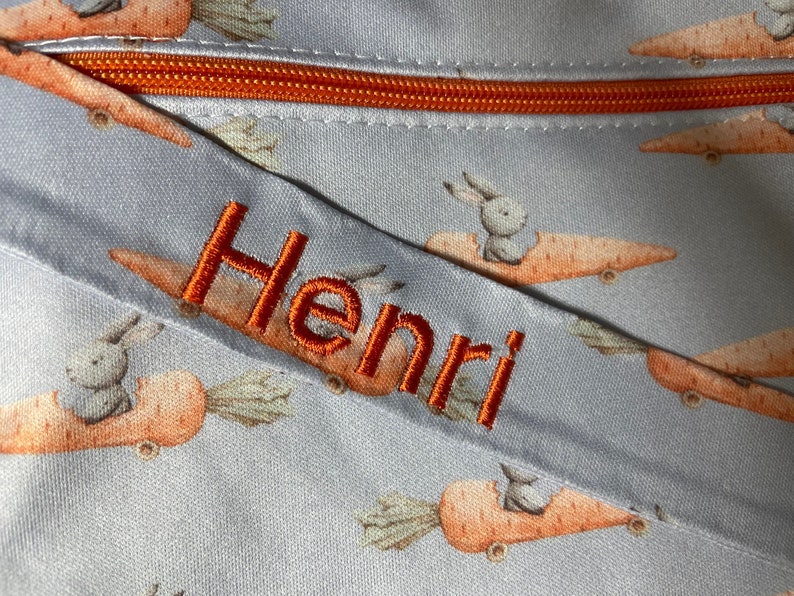 Wetbag Hasenmobil personalized wet bag bathing bag rabbit carrot car gray by OXmade image 6