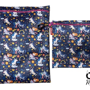Wetbag "Wonderland" personalisierte Nasstasche Badetasche Einhorn Fee Regenbogen blau pink by OXmade