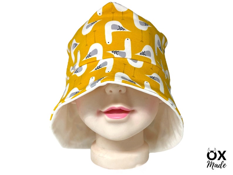 Chapeau de soleil Mouette protection du cou chapeau d'été jaune maritime coton biologique par OXmade image 4