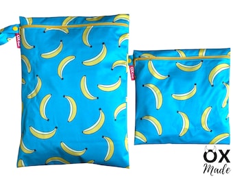 Wetbag "Banana" personalisierte Nasstasche mit Name, Wickeltasche wasserfest Badetasche Sporttasche Schwimmbad unisex by OXmade