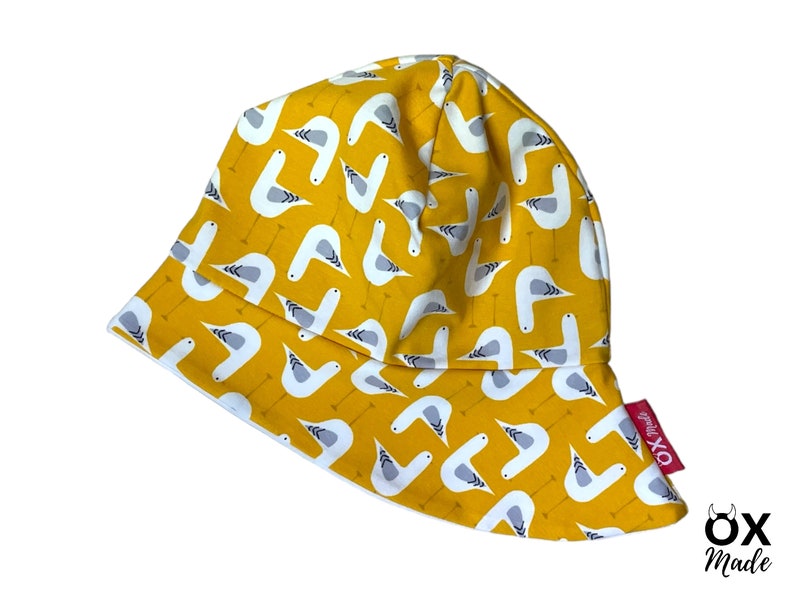 Chapeau de soleil Mouette protection du cou chapeau d'été jaune maritime coton biologique par OXmade image 1
