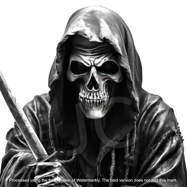 3 Halloween HD Grim Reaper Engraving Templates - Creepy Transparent Background Designs for Laser Etching and Crafting