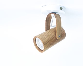 Deckenleuchte, SpotLight, Holzlampe, LED Holzlampe, Eichenlampe, Stromschienenlampe, Deckenlampe, Holzlampe, Concentrated Light.