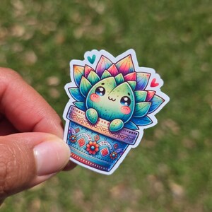 Succulent Glossy Sticker, Water Resistant Decal, Kindle Sticker, Planner, Scrapbooking, Cute Laptop Stickers, Funny Water Bottle Sticker