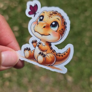Baby T-Rex Glossy Sticker, Water Resistant Decal, Kindle Sticker, Planner, Scrapbooking, Cute Laptop Stickers, Funny Water Bottle Sticker