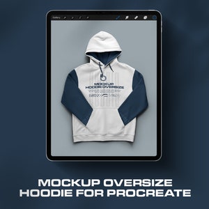 Mockup Pull-Over Hoodie Procreate Mock-up Flat Lay Editable Color and Elements Hoodies Front and Back Mockups