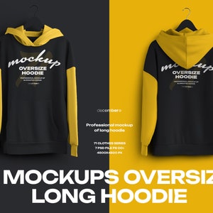 Hoodie Mockup PSD Set Oversized Hooded Sweatshirt Mock up Customizing Colors All Elements Hoodie, Hangers, and Background