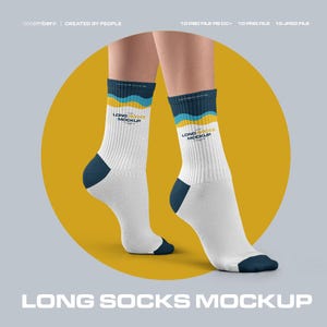 Sock Mockup With Toe and Heel High Socks Mockups PSD Editable Color Smart Mock-up