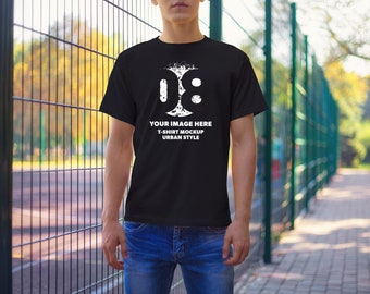 Urban T Shirt Mock up Men, Black Tshirt Mockup, Male Model Mockup, Nature Mockup, Teen Shirt Mockup, City T Shirt Mockup