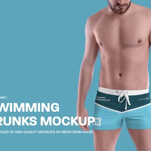 Mock up Men&#39;s Shorts Bathing Suits Trunks Drawstrings Swimwear Solid Swim