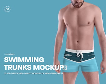 Mock up Men's Shorts Bathing Suits Trunks Drawstrings Swimwear Solid Swim