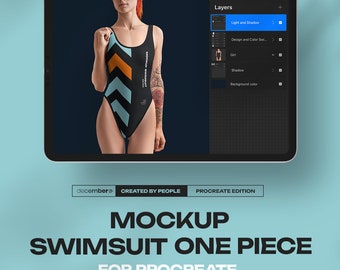 Mockups One piece Swimsuit Women for Procreate