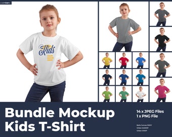 Kids Girl T-Shirt Mockup Studio Kids T-shirt Mockup Bundle