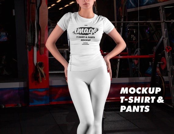 Abbigliamento sportivo Mock up T shirt e pantaloni Mockup Abbigliamento fitness femminile Mockup Yoga T shirt Mockup Model Etsy Italia