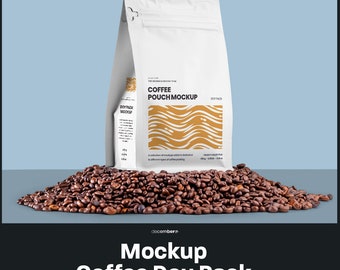 Maqueta de empaque de café, diseño de bolsa de café, maqueta de bolsa con fuelle pequeño, maquetas de paquete Doy de café de medio lado, paquete de maqueta, bolsa de café PSD