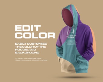 Pull Over Hoodie Mockup in 3D Style PSD Editable Color and Elements Hoodies Fashion Mockups