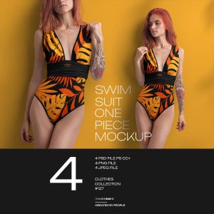 Mockup PSD One Piece Swimsuit for Women 4K Editable Photoshop Professional All-Ower Mock-up Set