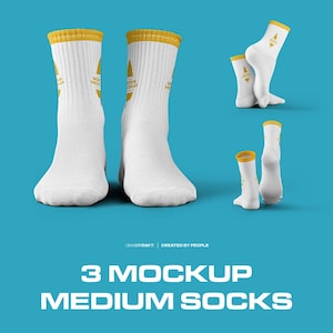Socks Mockup Design Template Photoshop With Toe and Heel Sock High-Resolution Ghosted PSD Set Editable Color Smart Mock-up