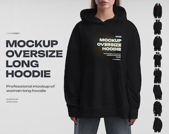 Maqueta de sudadera con capucha negra por delante y por detrás, Maqueta de sudadera con capucha de gran tamaño, Paquete de maquetas Archivos PNG \ JPEG, Maqueta de sudadera con capucha, Maqueta de modelo