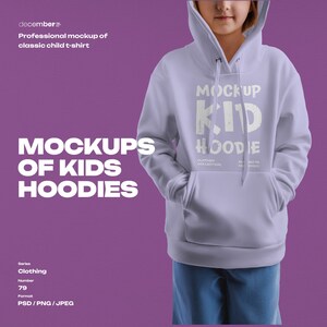 Kids Hoodie Mockup Front and Back PSD Set Smart Objects for Design