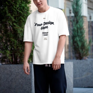 Urban Tshirt Mens Mockup Gildan 5000 Oversized T-Shirt Model Mock up, Men T-Shirt Mockup, Lifestyle Mockup, Print Shirt Presentation