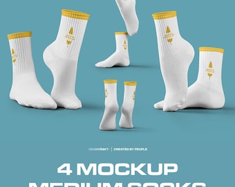 All Over Print Socks Mockup With Toe and Heel Sock High-Resolution Ghosted PSD Set Editable Color Smart Mock-up