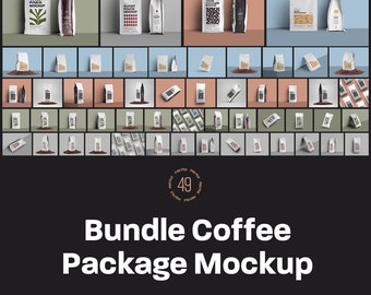 Paquete de maquetas de bolsas de café PSD - Maqueta de bolsa con fuelle - Plantilla de bolsa de granos de café