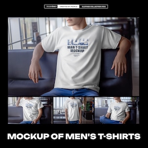 AOP-T-shirtmodel zittend mannelijk - all-over print sublimatie-T-shirt - PSD-set shirt met volledig wikkelpatroon