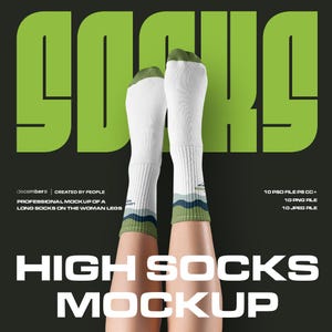 High Socks Mockup Dye Sublimation Mockups With Toe and Heel Pair Sock High-Resolution PSD Editable Color Smart Mock-up AOP Set