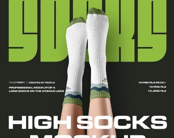 High Socks Mockup Dye Sublimation Mockups With Toe and Heel Pair Sock High-Resolution PSD Editable Color Smart Mock-up AOP Set
