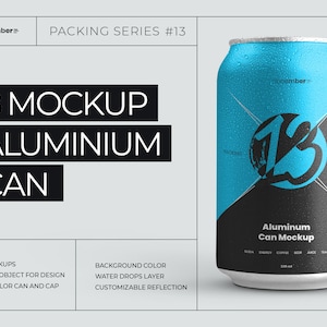 Cold Can Mockup PSD 330 ml Mockups Smart Objects for Design Soda Can Mockup 8 Views of the Aluminium Can