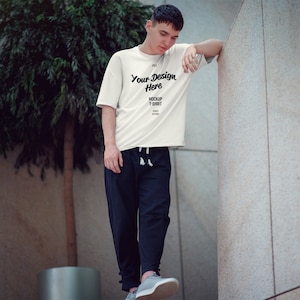 Urban Tshirt Mockup Gildan 5000 Oversized T-Shirt Model Mock up, Men T-Shirt Mockup, Lifestyle Mockup, Print Shirt Presentation