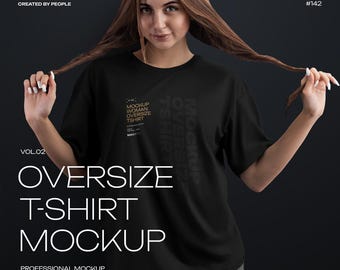 Oversized T-shirt Mockup Woman 4K Editable PSD (Digital Download)