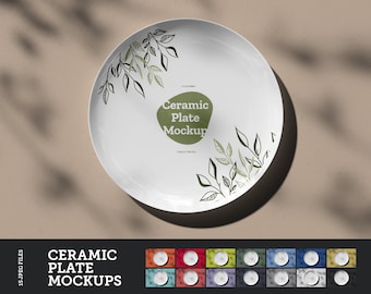 Single Ceramic Dinner Plate Mockup, Glossy Plate Mockup, Сolor Background, Mockup Bundle, Kitchen Mockup, Product Mockup, Dish Mockup