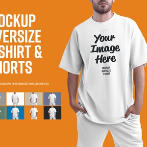 Mockup white Oversize T-Shirt Gildan 5000 mens, Clothing mockup, Various background colors, 5000 mockup shirt