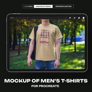 Mockups Man T-Shirt for Procreate All Over Print Mockup Tshirt Real Male Model Mock-ups Shirt Outdoor Mock up