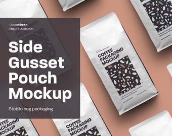 Coffee Packaging Mockups, PSD Mockup Kit, Coffee Bag Template, Coffee Bags Design, Top Gusset Bag Mock up, Half Side Coffee Doy Pack Mockups