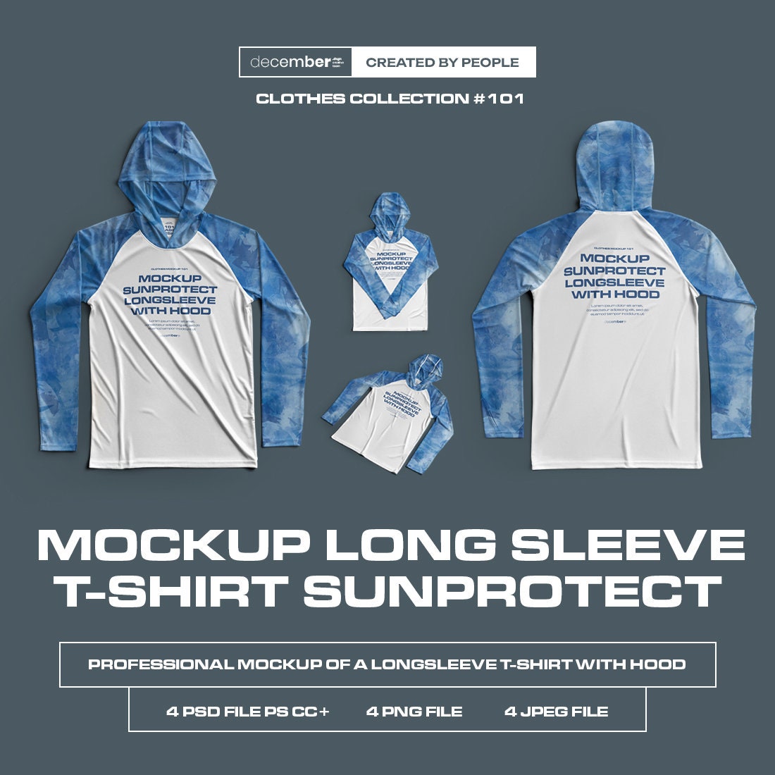 UPF Hooded Long Sleeve Performance T-shirt Mockup PSD Flat Lay - Etsy