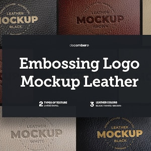 PSD Leather Stamp Logo Mockup Embossed Leather Mockup Leather Branding Smart Objects for Design