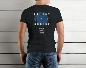 Zwart Shirt Mockup Voor en Achter, Mannelijke Mockup, Model Mockup, Digitale Shirt Mockup, Minimal Mockups, Mannelijke Zwarte T-Shirt, Zwarte Mockup Tshirt