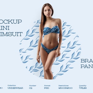 Swimsuit Mock Up PSD Two Piece Bikini Set Mockups Womens Model Swimwear