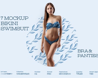 Baddräkt Mock Up PSD Tvådelad bikiniset Mockups Dammodell Badkläder