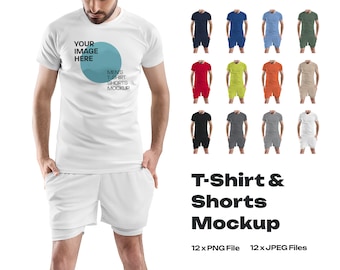 Male Tshirt and Shorts Mockup Bundle PNG\JPEG, Summer Mockup, Professional Mockup Shirt, Model Mockup Bundle, Plain t shirt Mockup