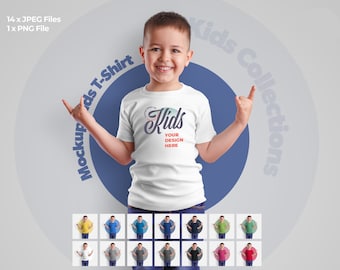 Youth Boy T-shirt Mockup Bundle, 3001 Mockup, Model Mockup , Mockup Bundle, Kid T-shirt Mockup, Round Background