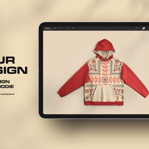 Pull Over hoodie Mockup Procreate Editable Color and Elements Hoodies Template Photos Folded Flat Lay Mock-up