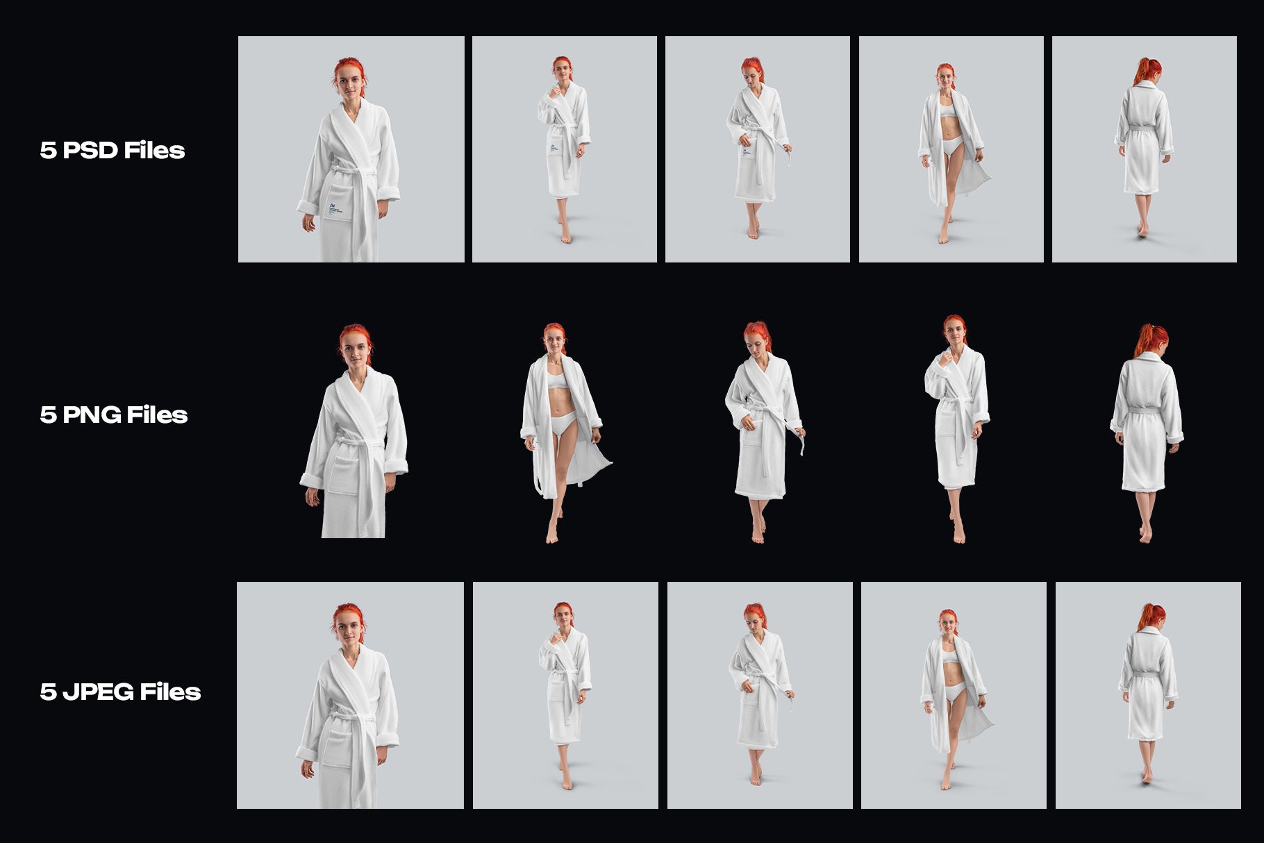 Editable Terry Robe Mockup Women Front and Back Set PSD Сustomizable ...