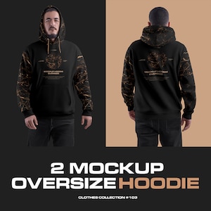 All Over Print Mockup Hooded Sweatshirt Oversized Pullover Hoodie Mockup PSD Men Editable Color and Elements Hoodies Fashion Mockups