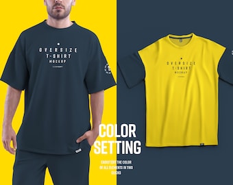 Maqueta de camiseta PSD - Maqueta de modelo de camiseta - Maqueta de camiseta delantera y trasera - Maqueta de etiquetas - Alta resolución - Cualquier fondo