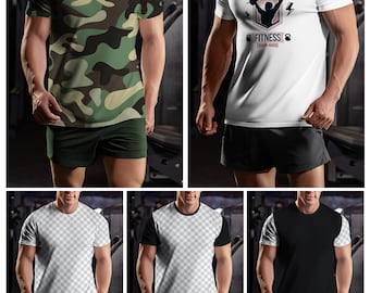 Mockup Tshirt Muscular Man at Gym